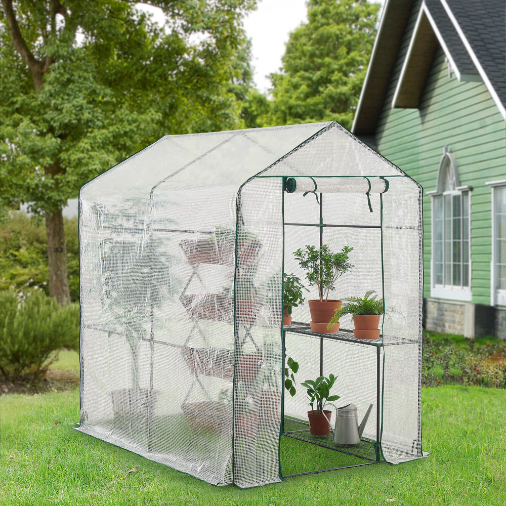 Gewächshaus Oosterhout met legplanken 120x186x190cm Transparant [en.casa] - premiumXL