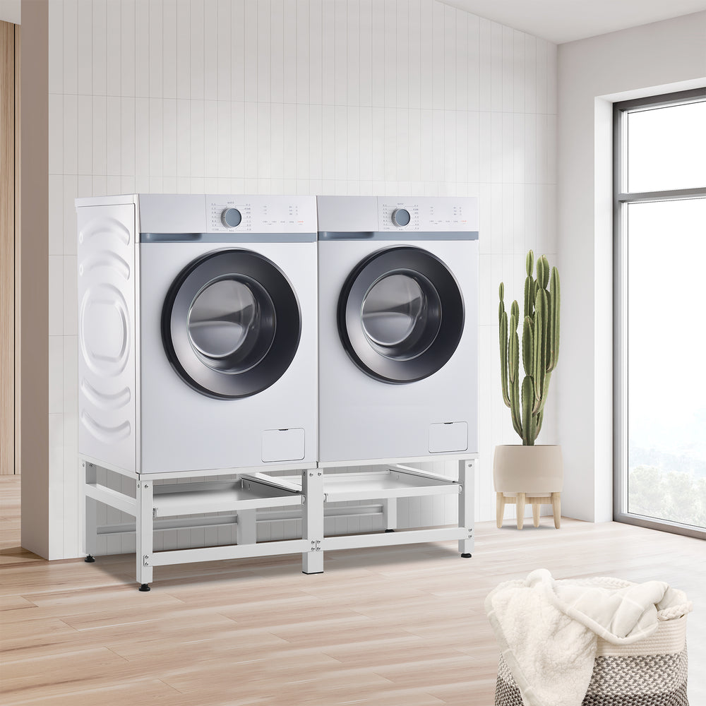 Wasmachine - sokkel 2 - vaks Bothel met legplanken 150 kg Wit [en.casa] - premiumXL