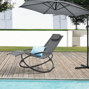 [en.casa] Ligstoel Pulsano schommelstoel 166x74x86 cm donkergrijs