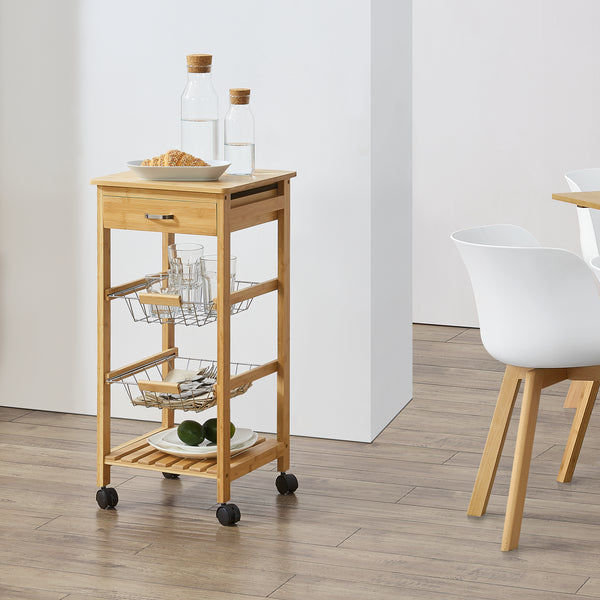 [en.casa] Keukentrolley Stenungsund bamboe 76x36x36 cm houtkleurig