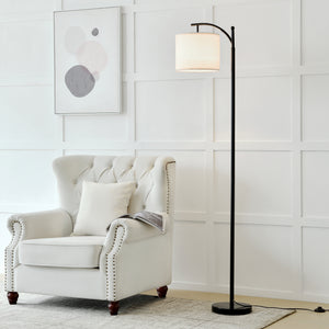 [lux.pro] Staande lamp Coventry E27 metaal stof 180 cm zwart en beige