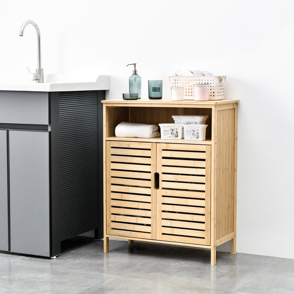 Badkamerkast Eslöv bamboe 81x65,5x31 cm houtkleurig