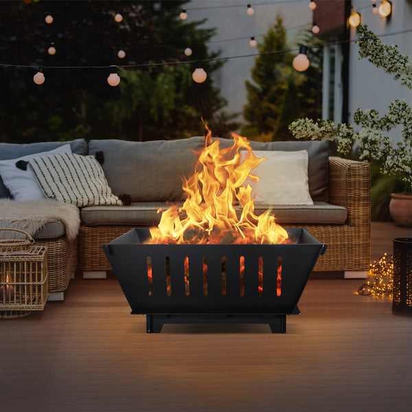 Brasero de jardin Fedje au charbon ou au bois 25 x 55 x 55 cm [casa.pro]