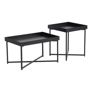 Set de 2 tables basses Heinola à bord haut de tailles différentes noir mat [en.casa]