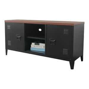 Meuble TV Pälkäne à 2 portes 58 x 113 x 40 cm noir et bois [en.casa]