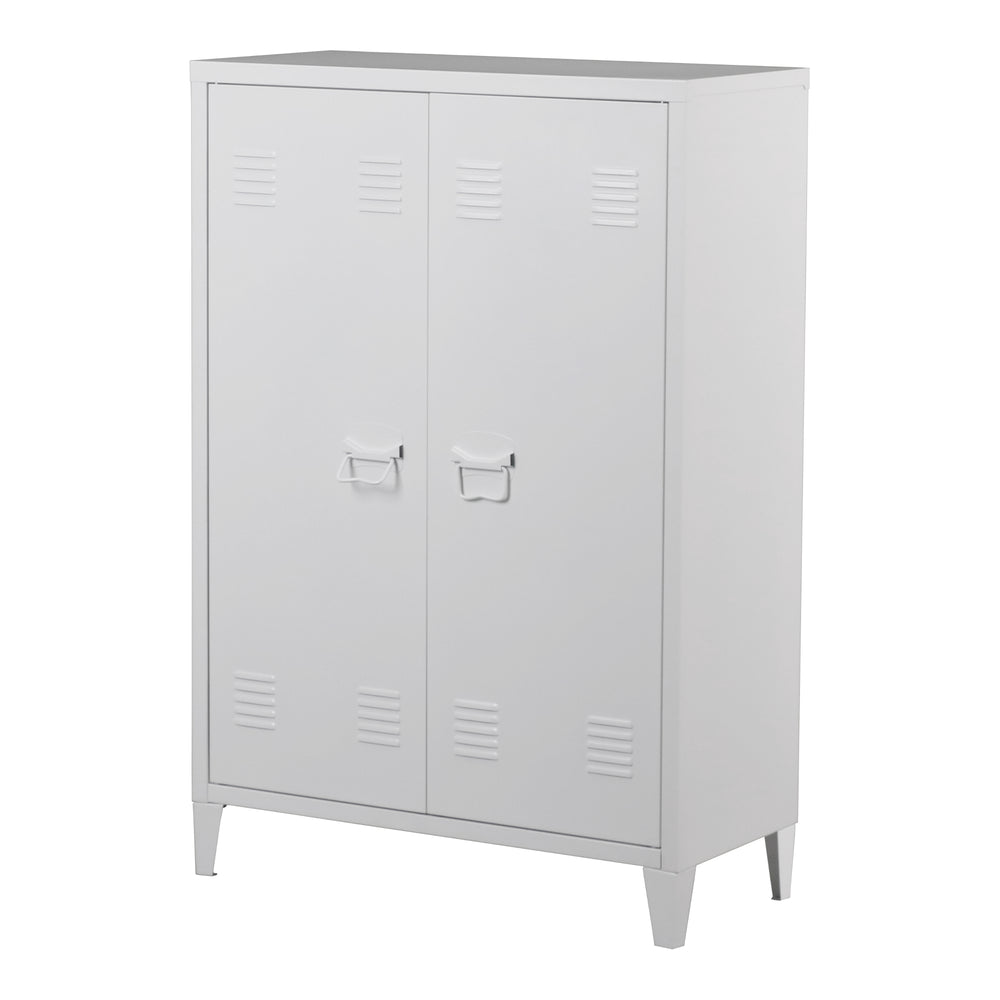 Casier de bureau métallique Oripää à 2 portes 110 x 75 x 33 cm blanc [en.casa]