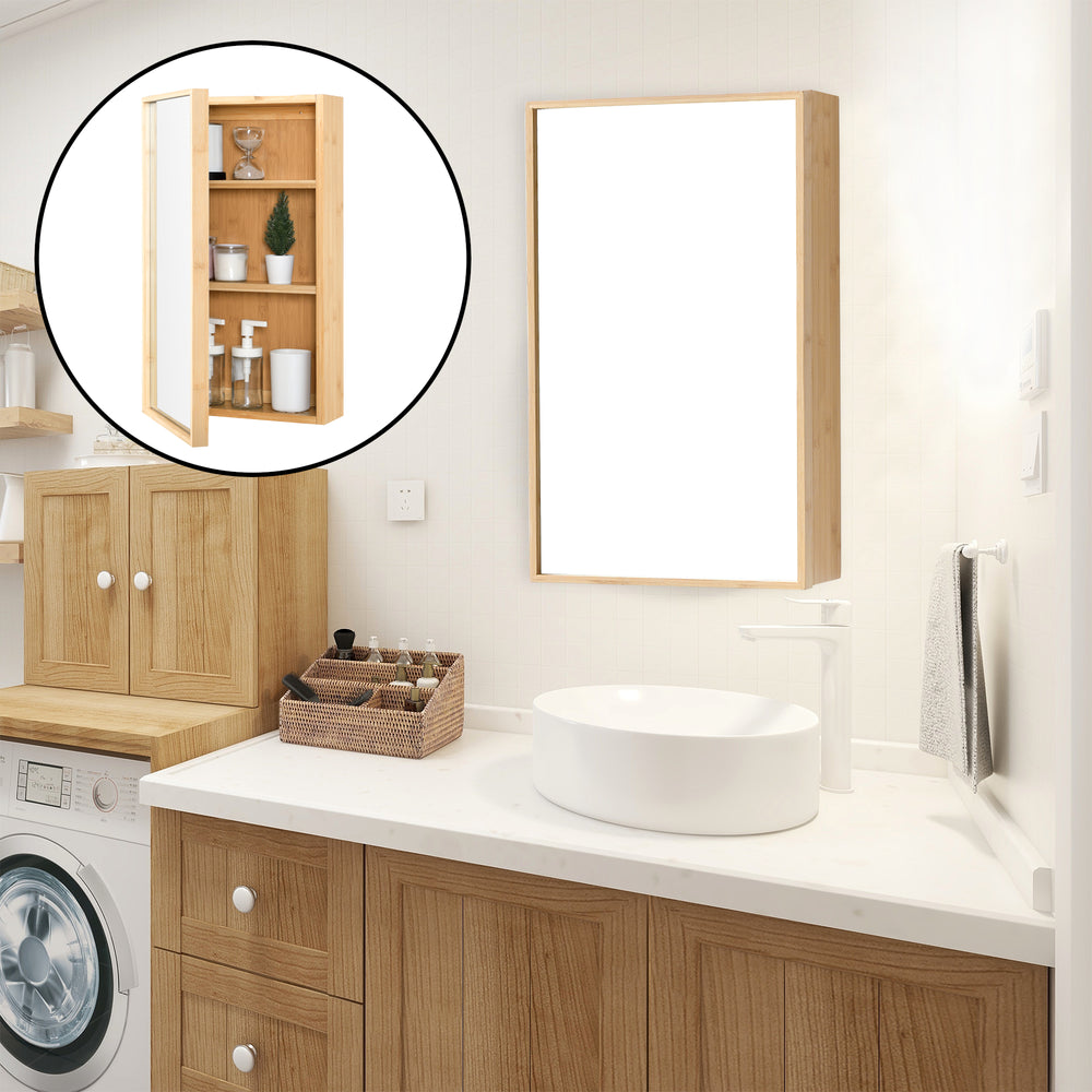 Placard mural Ikorfat pour salle de bain porte avec miroir 61 x 35 x 14 cm [en.casa]