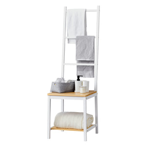 [en.casa] Dressboy Juuka bamboe 133x40x42 cm wit en houtkleurig