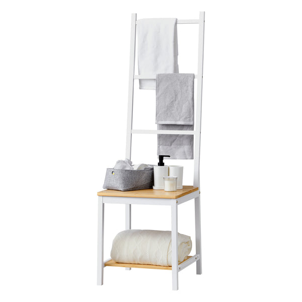 [en.casa] Dressboy Juuka bamboe 133x40x42 cm wit en houtkleurig