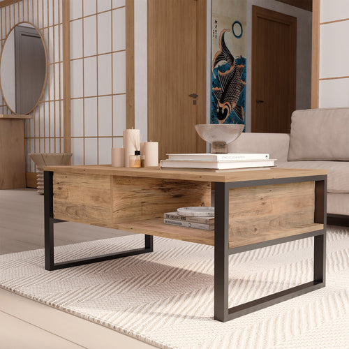 Salontafel Laukaa met plank 100x60x45 cm [en.casa]