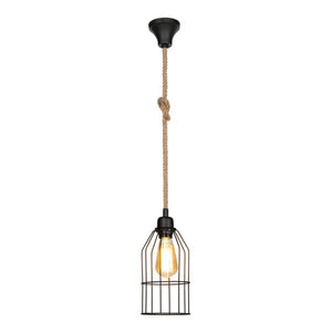 [lux.pro] Hanglamp Ashford E27 zwart en jute