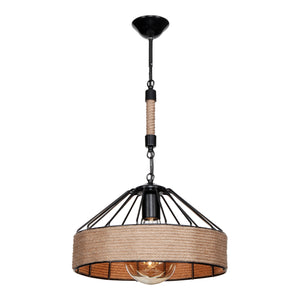 Suspension Bridgford en métal corde de jute 61 cm E27 noir / naturel [lux.pro]