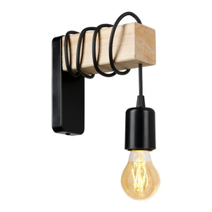 Applique murale Chelmsford 19 x 16,5 x 6 cm E27 noir / naturel [lux.pro]
