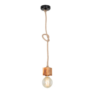 [lux.pro] Hanglamp Corby E27 zwart houtkleurig en jute