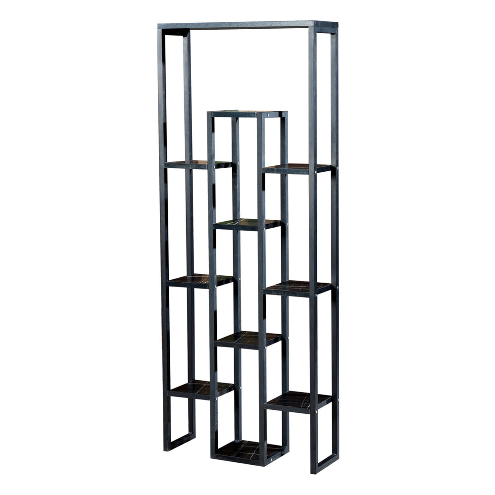 Pflanzregal Blaavandshuk 150 x 60 x 19 cm Zwart / Marmer - Optiek [en.casa] - premiumXL