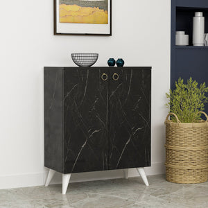 [en.casa] Schoenenkast Gjern 91x72x37 cm marmer zwart