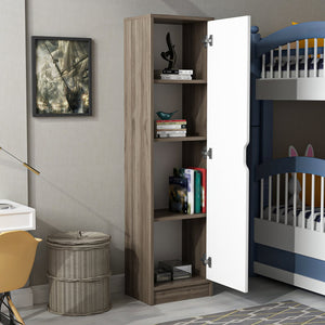 Meuble de rangement Egvad à porte pour chambre 154 x 40 x 30 cm effet noyer / blanc [en.casa]