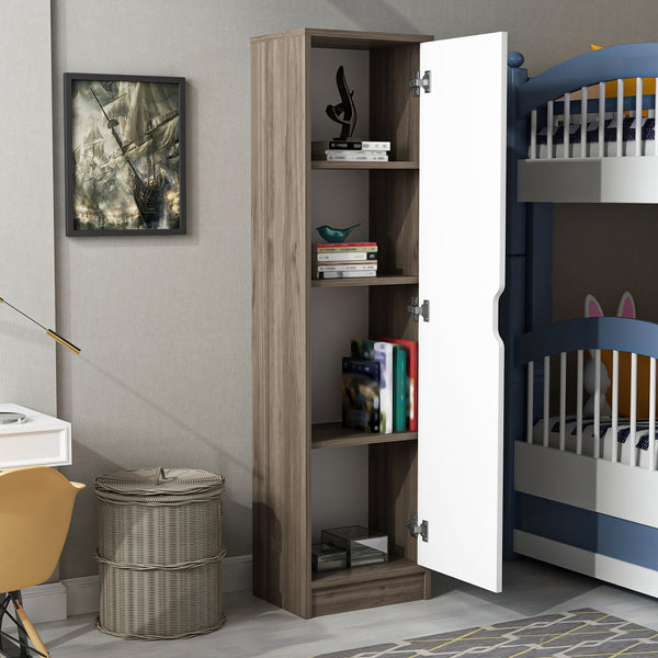Meuble de rangement Egvad à porte pour chambre 154 x 40 x 30 cm effet noyer / blanc [en.casa]