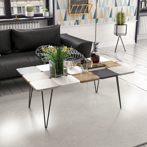 Table basse rectangulaire Give à pieds épingle à cheveux multicolore [en.casa]