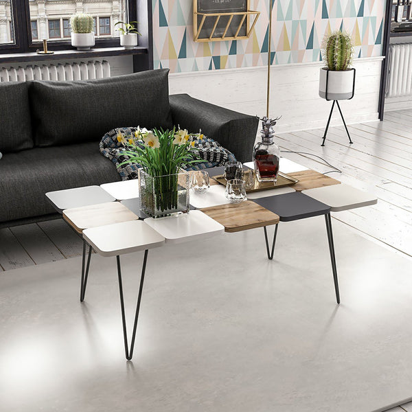 Table basse rectangulaire Give à pieds épingle à cheveux multicolore [en.casa]