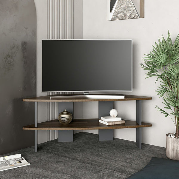 Meuble TV Fredensborg 45 x 116 x 40 cm effet bois ancien / anthracite [en.casa]
