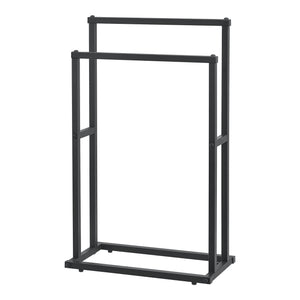 Handdoekhouder met 2 stangen 78 x 48 x 24 cm Zwart [en.casa]