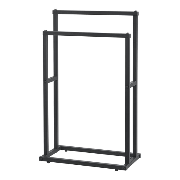 Handdoekhouder met 2 stangen 78 x 48 x 24 cm Zwart [en.casa]