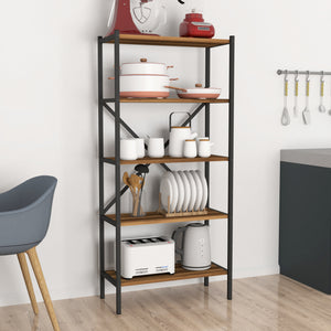 [en.casa] Staand rek Tomelilla 160x66x34 cm walnootkleurig
