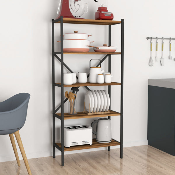 [en.casa] Staand rek Tomelilla 160x66x34 cm walnootkleurig