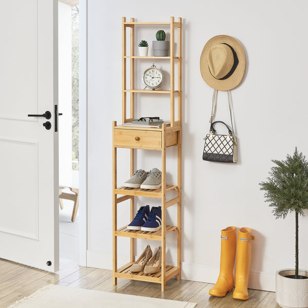 [en.casa] Staand rek Siilinjärvi bamboe 163x33x28 cm houtkleurig