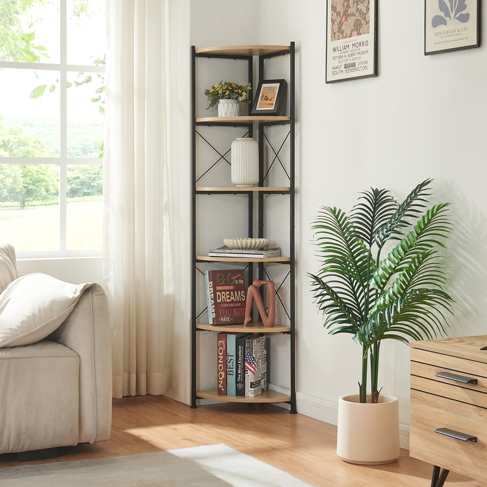 Plantenrek Ulfborg 6 legplanken 160x30x30 cm Zwart/Eikenlook [en.casa] - premiumXL