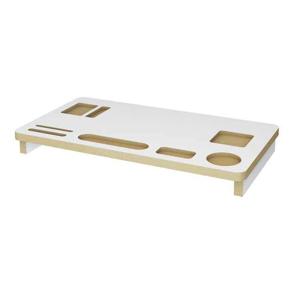 Monitorstandaard Tjele verhoger 7x54x30 cm wit en houtkleurig [en.casa]
