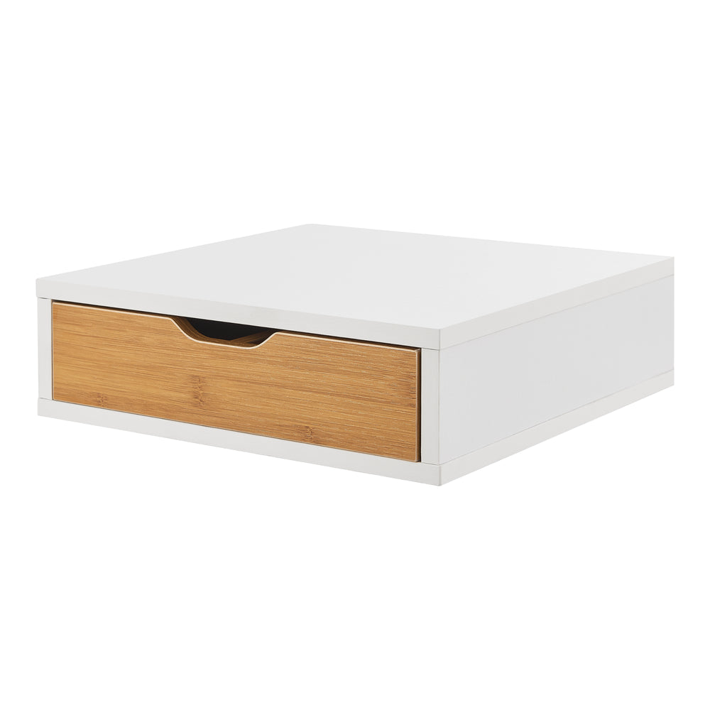 Schubladenbox Vieremä 9x30x31cm Wit/Bamboe-look [en.casa] - premiumXL