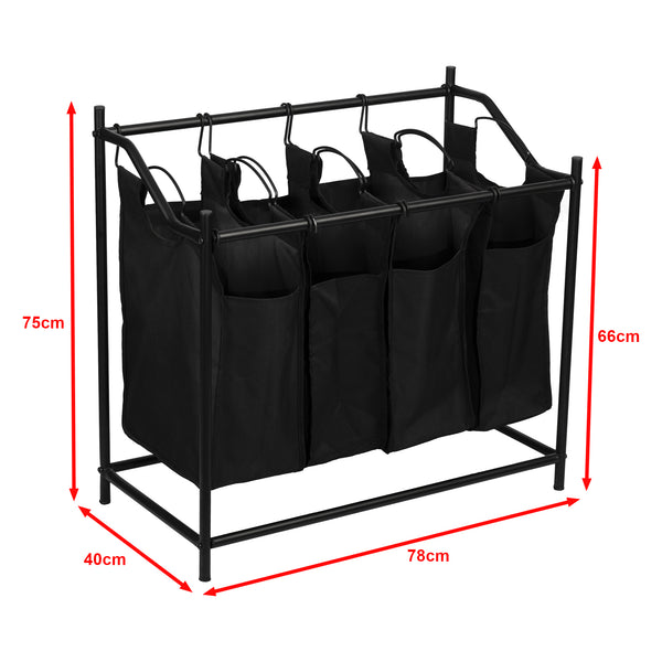 Panier à linge Vamdrup à 4 compartiments capacité 18 litres [en.casa]