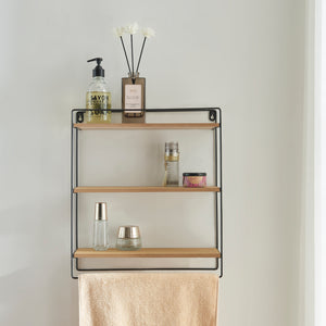 [en.casa] Wandrek Skovbo 43x37,5x11 cm zwart en houtkleurig