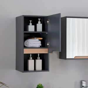 Armoire murale de salle de bain Bergkamen 60 x 30 x 30 cm gris effet bois [en.casa]