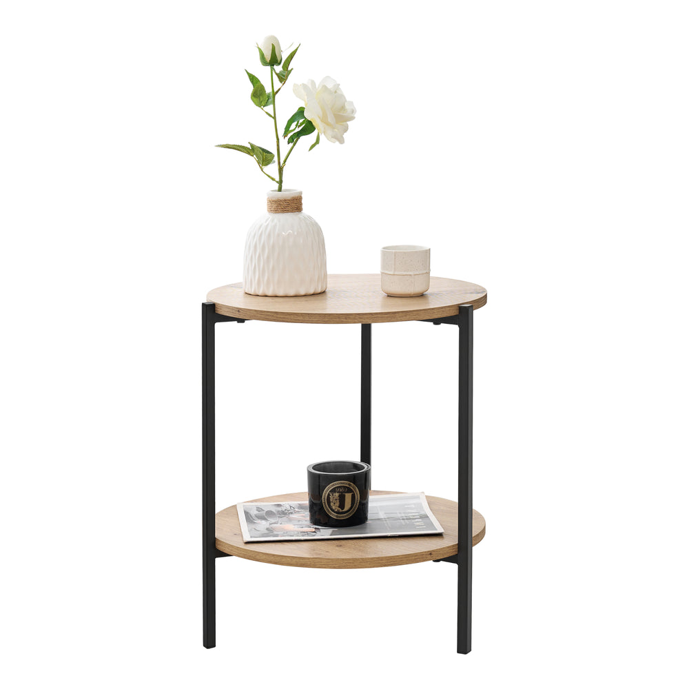 Table d’appoint Kuopio 50xØ40cm Noir/Aspect bois [en.casa] - premiumXL