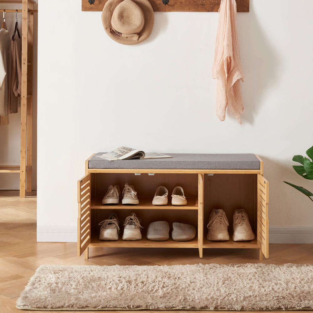 Schuhschrank Selk met zitvlak bamboe [en.casa] - premiumXL