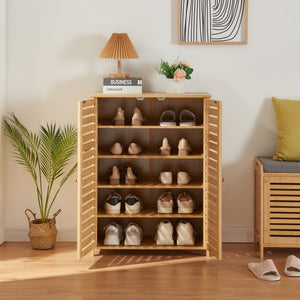 [en.casa] Schoenenkast Klamp 87,5x66x33 cm bamboe