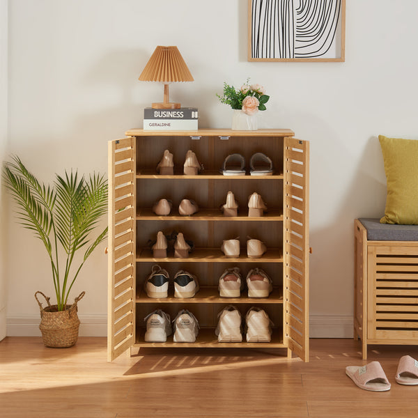 [en.casa] Schoenenkast Klamp 87,5x66x33 cm bamboe