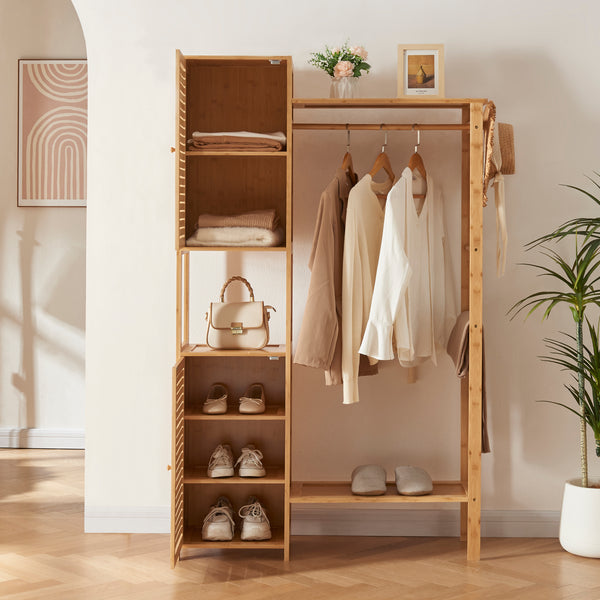 Portant à vêtements Oldsum bambou 164 x 99 x 29 cm naturel [en.casa]