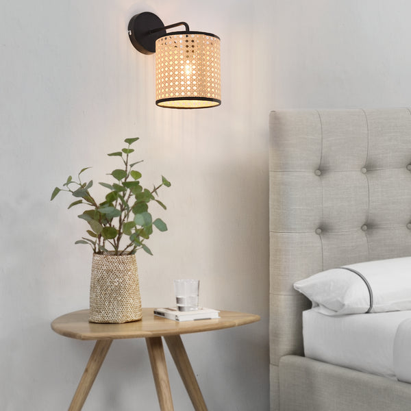 Applique murale Southend effet rotin 25 x 17 x 16 cm noir beige lux.pro