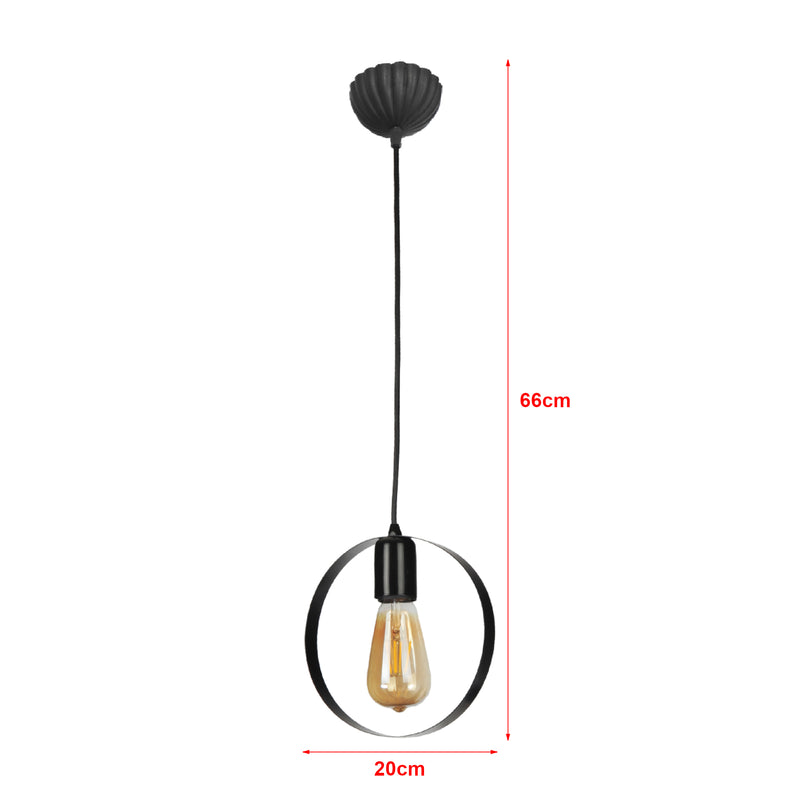 Croquis coté Suspension Cirencester 66 x 20 x 6 cm E27 noir [lux.pro]