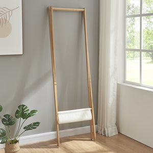 [en.casa] Bamboe kledingrek Iisalmi 156x50x57 cm houtkleurig en wit
