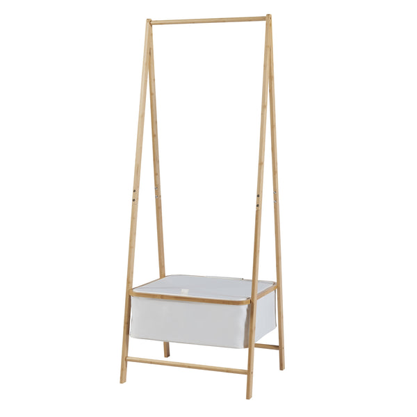 [en.casa] Bamboe kledingrek Iitti 159x60x45 cm houtkleurig en wit