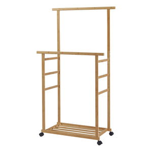[en.casa] Bamboe kledingrek Ilmajok op wielen 147x70x36 cm houtkleurig