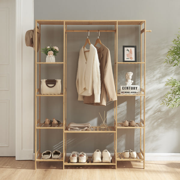 [en.casa] Kledingkast Ilomantsi bamboe open kast 165x122x35 cm