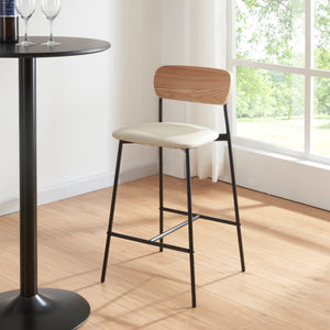 [en.casa] Barkruk set van 2 Jyväskylä 89x40x45 cm beige en zwart