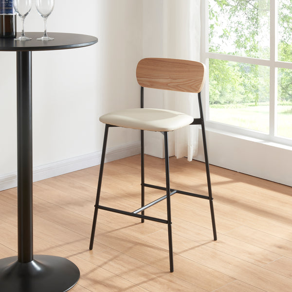 [en.casa] Barkruk set van 2 Jyväskylä 89x40x45 cm beige en zwart