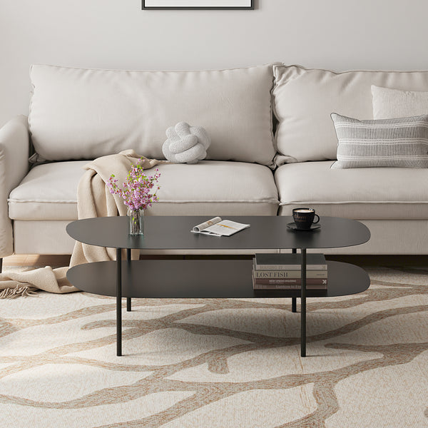 Table basse Enebakk acier 112 x 62 x 41 cm noir mat [en.casa]